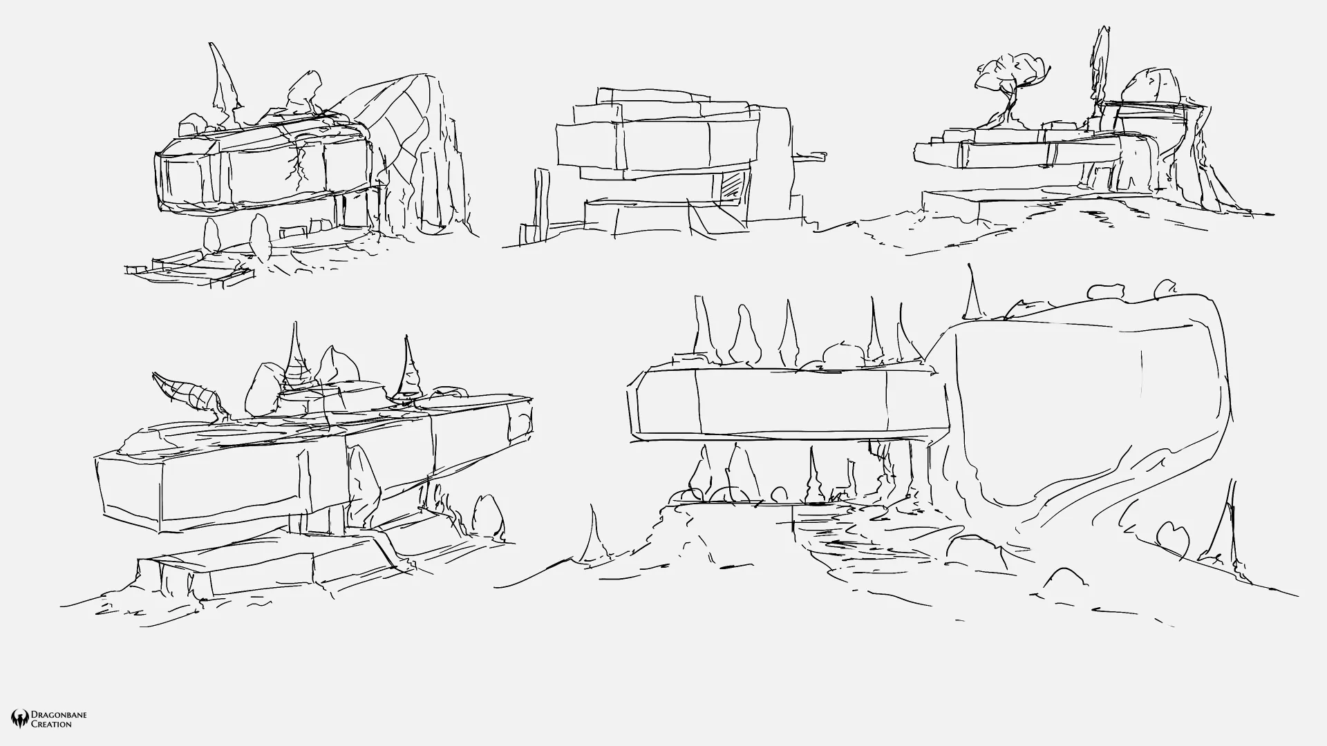 Ancient ruins side sketches